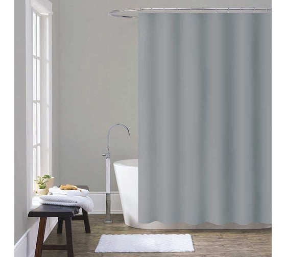 Изображение товара Шторка для ванны Melodia della vita PEVA, однотонная, 180x200 см, серая MZ-406 13287