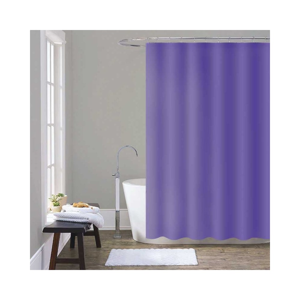 Изображение товара Шторка для ванны Melodia della vita PEVA одноцветная 180x200 см фиолетовая
