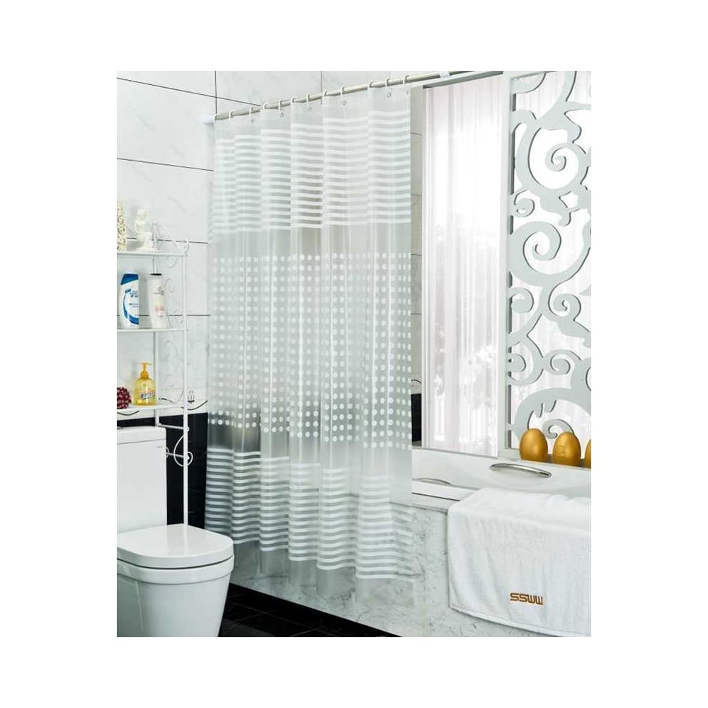 Изображение товара Шторка для ванны Melodia della vita PVC Designs 180x180 см белая дымка