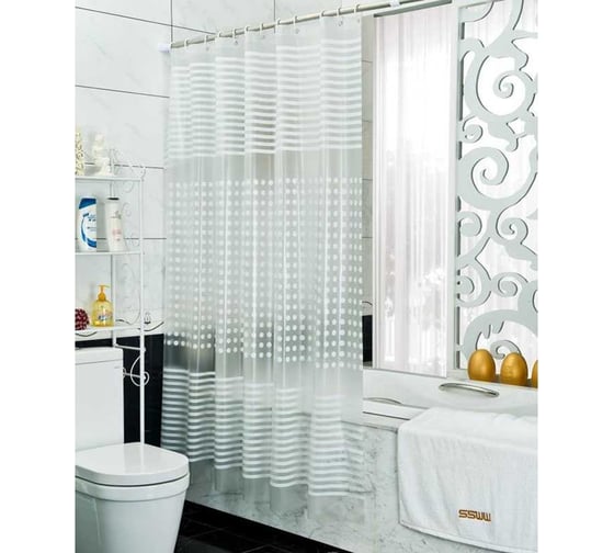 Изображение товара Шторка для ванны Melodia della vita PVC Designs 180x180 см, "Белая дымка" MZ-500 14868