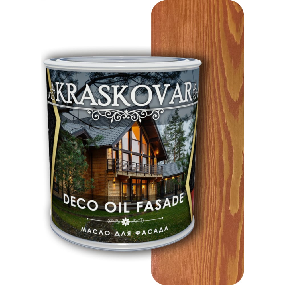 Масло для фасада Kraskovar, цвет махагон 1231 Deco Oil Fasade - фото 1