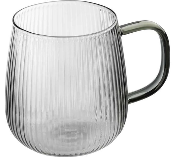 Изображение товара Кружка Leonord aroma 430 мл, из боросиликатного рельефного стекла, с гранями, с ручкой из цветного стекла 106477