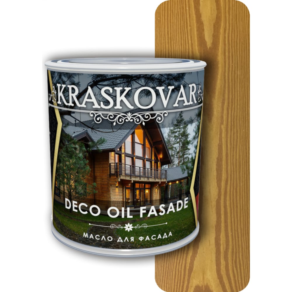 Масло для фасада Kraskovar, цвет тик 1226 Deco Oil Fasade - фото 1