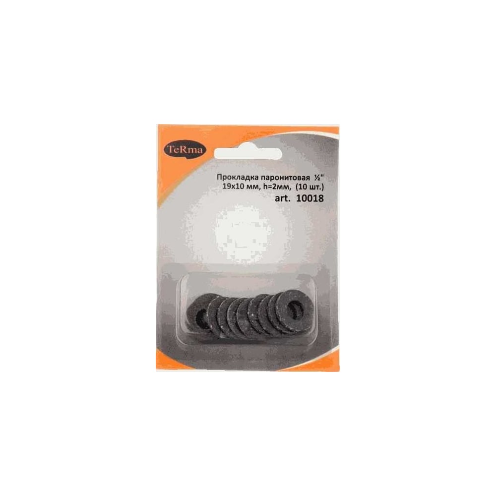 Изображение товара Прокладка Terma паронитовая, 1/2", ПМБ (маслобензостойкий), 19х10 мм, h-2 мм, 10 шт, в блистере 10018 28067
