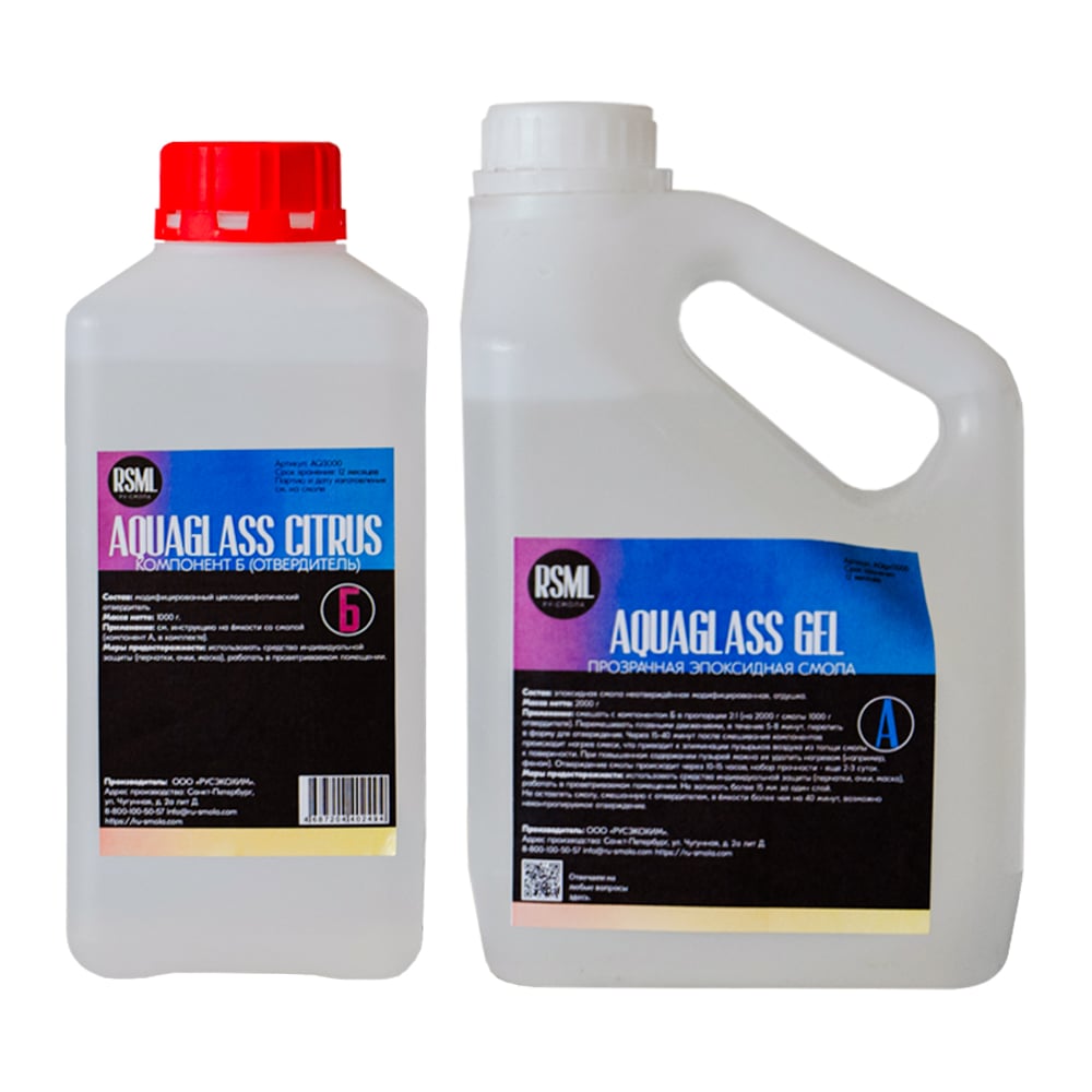 Изображение товара Универсальная эпоксидная смола AquaGlass GEL 3000 г для творчества, ювелирных и художественных рабо