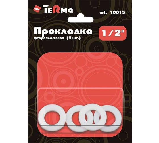 Изображение товара Прокладка Terma 1/2", фторопласт, 4 шт, в блистере 10015 28063
