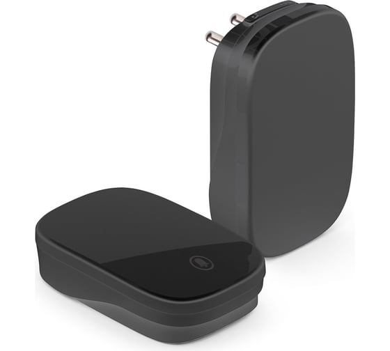 Изображение товара Звонок беспроводной FERON (клавиша и база в розетку) радиочастотный 433MHz, черный, DB-380 48945