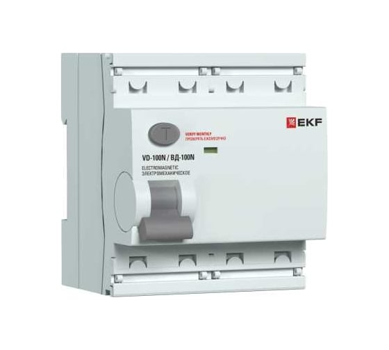 Изображение товара Выключатель дифференциального тока EKF ВД-100N 4P 80А 30мА AC эл-мех 6кА PROXIMA E1046M8030