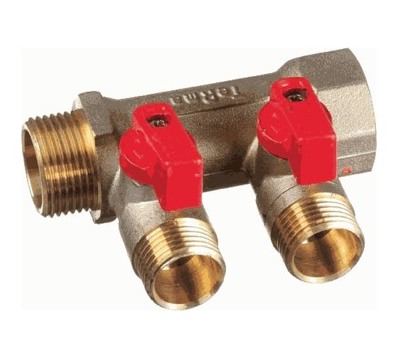 Изображение товара Латунный коллектор Terma 3/4"в/н с 2-мя шаровыми кранами на 1/2" (нар.резьбы) (14015) 41231