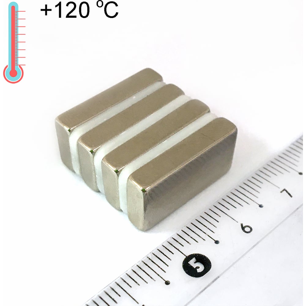 Изображение товара Неодимовые магнитные пластины N48H 20x10x4 мм, 4 шт, высокотемпературные