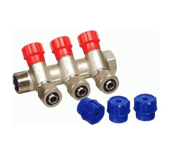 Изображение товара Коллектор для металлопластиковой трубы Terma 3/4" г/ш с 3-мя вент.кранами, конус 16 мм (14163) 89365