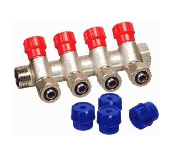 Изображение товара Коллектор для металлопластиковой трубы Terma 3/4" г/ш с 4-мя вент.кранами, конус 16 мм (14164) 89366