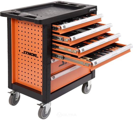 Изображение товара Инструментальная тележка с набором инструментов STHOR 302 предметов 58550