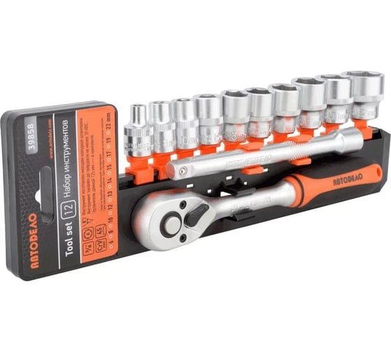 Изображение товара Набор торцевых головок АвтоDело 12пр. 3/8DR(холдер) 39858" 16349