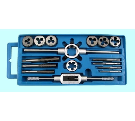 Изображение товара Вороток, плашкодержатель и по 7 метчиков и плашек CNIC М3-М12 в пластиковой коробке, 16 позиций 50048