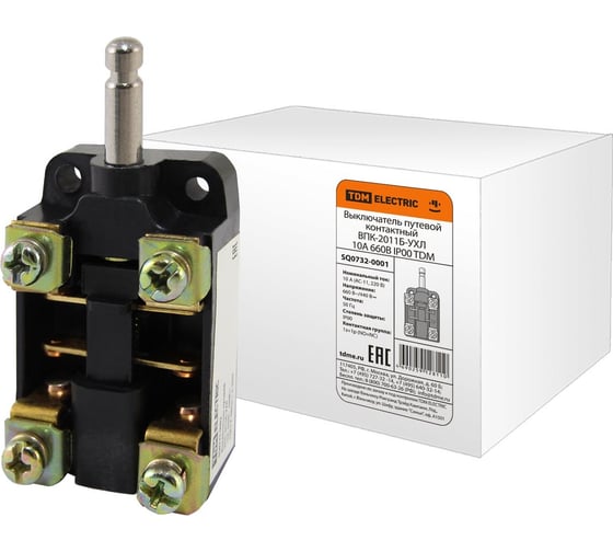 Изображение товара Контактный путевой выключатель TDM ELECTRIC ВПК-2011Б-УХЛ, 10А, 660В, IP00 SQ0732-0001