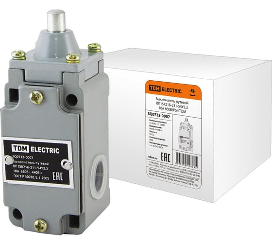 Изображение товара Путевой выключатель TDM ELECTRIC ВП15K21Б-211-54У2.3 10А 660В IP54 SQ0732-0007