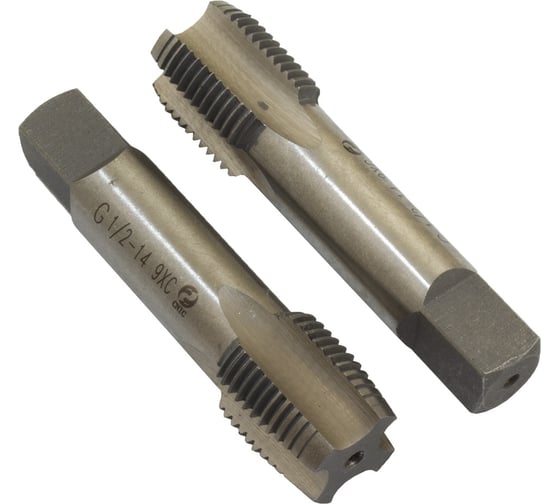 Изображение товара Метчик CNIC G 1/2" 9ХС трубный цилиндрический, ручной комплект из 2-х шт. 14 ниток/дюйм 53636