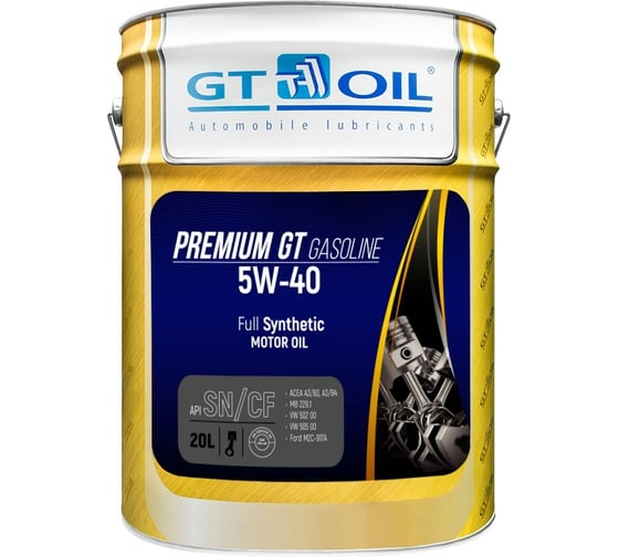 Изображение товара Масло (SAE 5W-40; API SN/CF; 20 л) Premium GT Gasoline GT OIL 8809059407233
