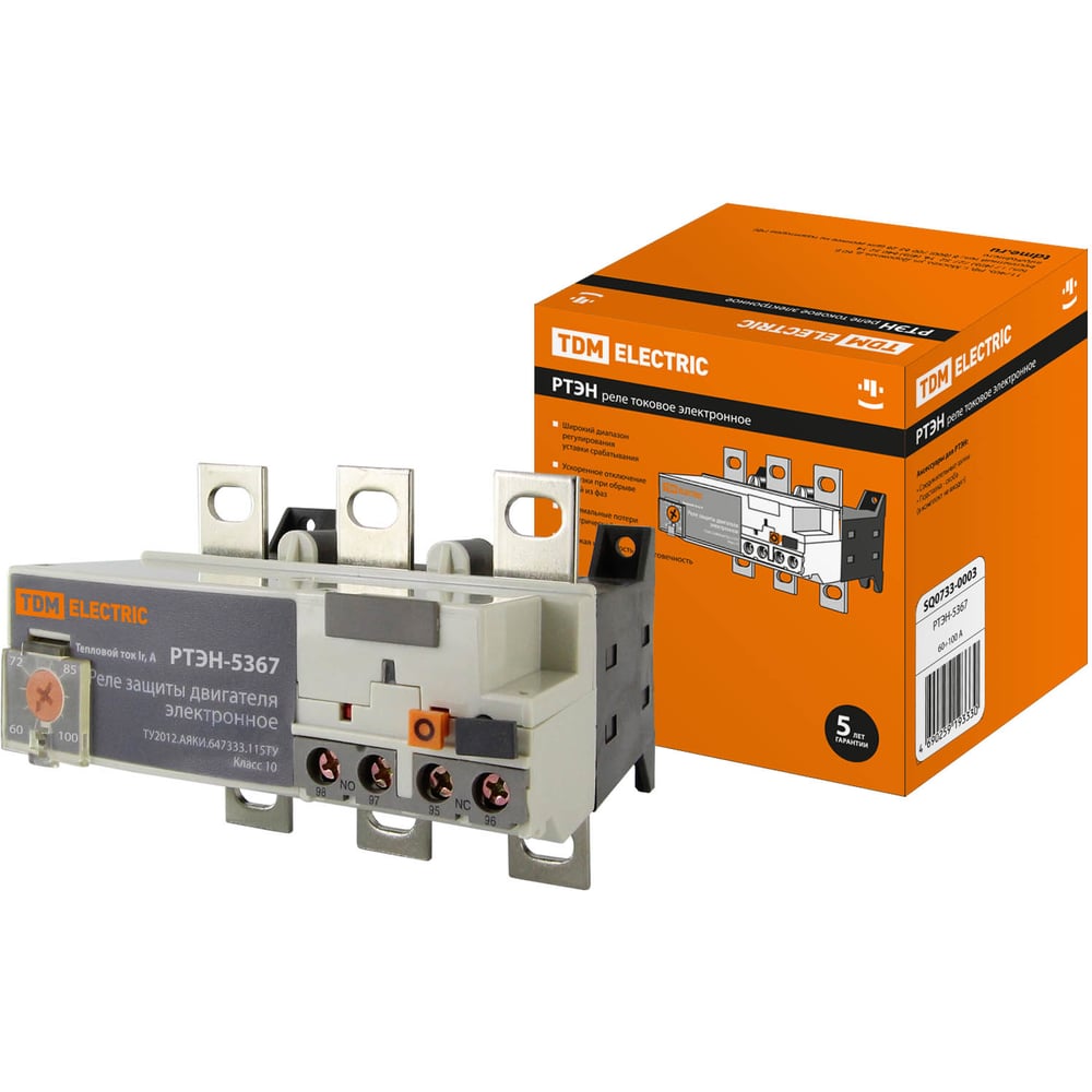 Изображение товара Электронное токовое реле TDM ELECTRIC РТЭН-5367 60-100А  SQ0733-0003