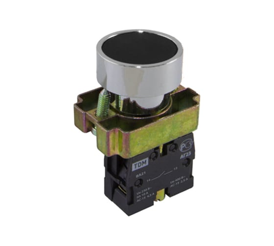 Изображение товара Кнопка TDM ELECTRIC BА21 без подсветки, черный, 1з SQ0704-0037