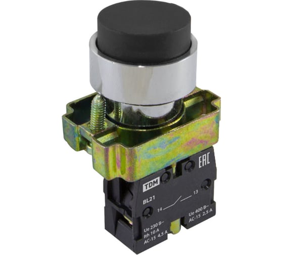 Изображение товара Кнопка TDM ELECTRIC BL21 без подсветки, черный, 1з SQ0704-0047