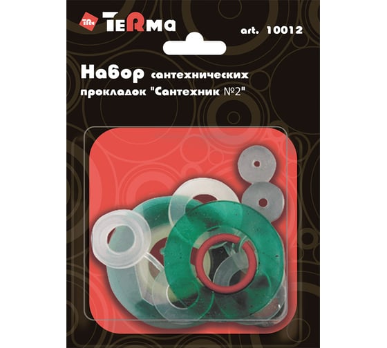 Изображение товара Набор сантехнических прокладок для смесителя Terma "Сантехник" (силикон) №2 10012 в блистере 28041