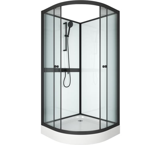 Изображение товара Душевая кабина Bauedge BAU Nimb Black Rand 90x90x215, прозрачное закаленное стекло, черный профиль SB0010B