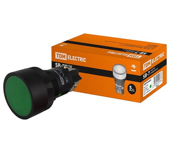 Изображение товара Кнопка TDM SВ-7 Пуск, зеленая, 1з, d22мм/230В SQ0704-0024