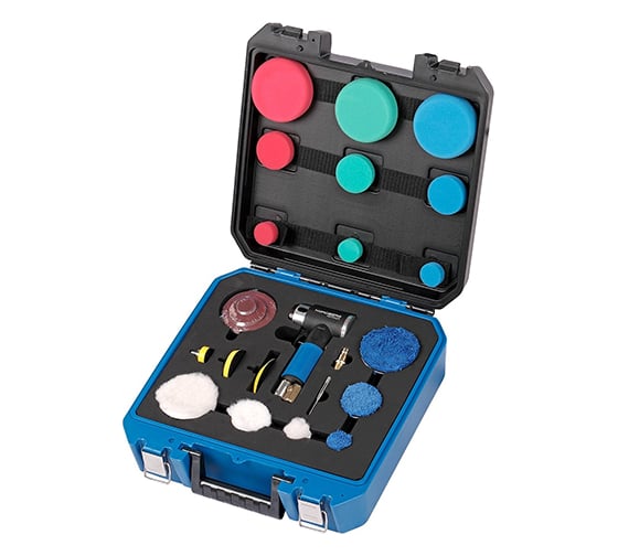 Изображение товара Пневмошлифмашинка угловая орбитальная NORDBERG эксцентрик, в комплекте с насадками, диаметр 25, 50, 75 мм NP3225K