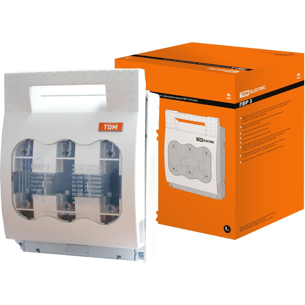Изображение товара Выключатель-разъединитель с функцией защиты ПВР 3 TDM ELECTRIC 3П 630A SQ0726-0004