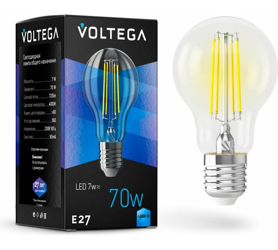 Изображение товара Светодиодная лампа VOLTEGA ЛОН Е27 4000К 7W 7141