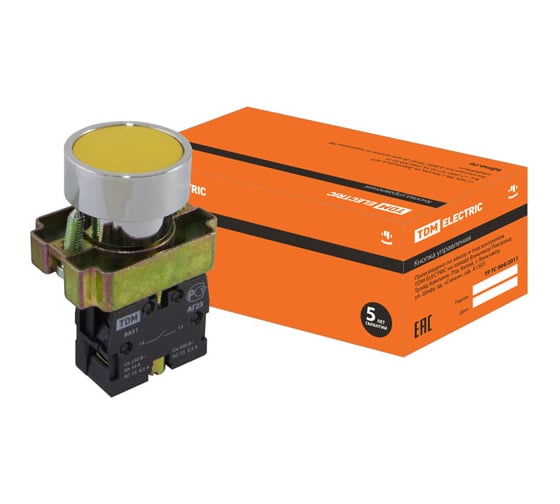 Изображение товара Кнопка TDM ELECTRIC BА51, без подсветки, желтый, 1з SQ0704-0040