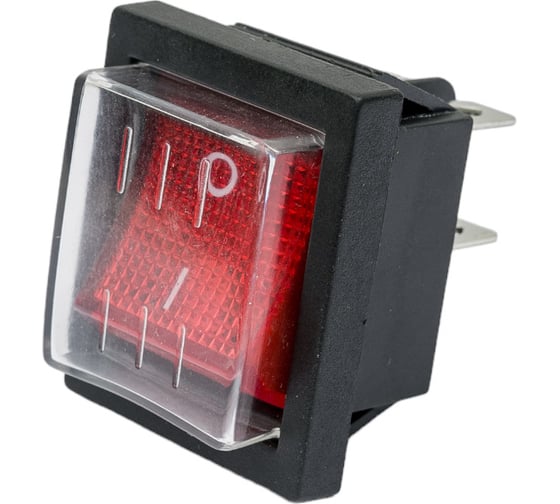 Изображение товара Клавишный переключатель TDM ELECTRIC YL-208-01, черный корпус, красная клавиша, влагозащищенный, 2з SQ0703-0018