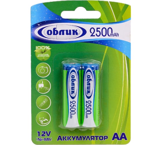 Изображение товара Аккумуляторы Облик Ni-Mh АА -2500 mAh Блистер-2 7060