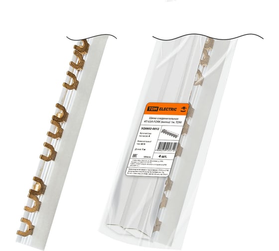Изображение товара Соединительная шина TDM ELECTRIC 4П 63A FORK вилка 1метр SQ0802-0012