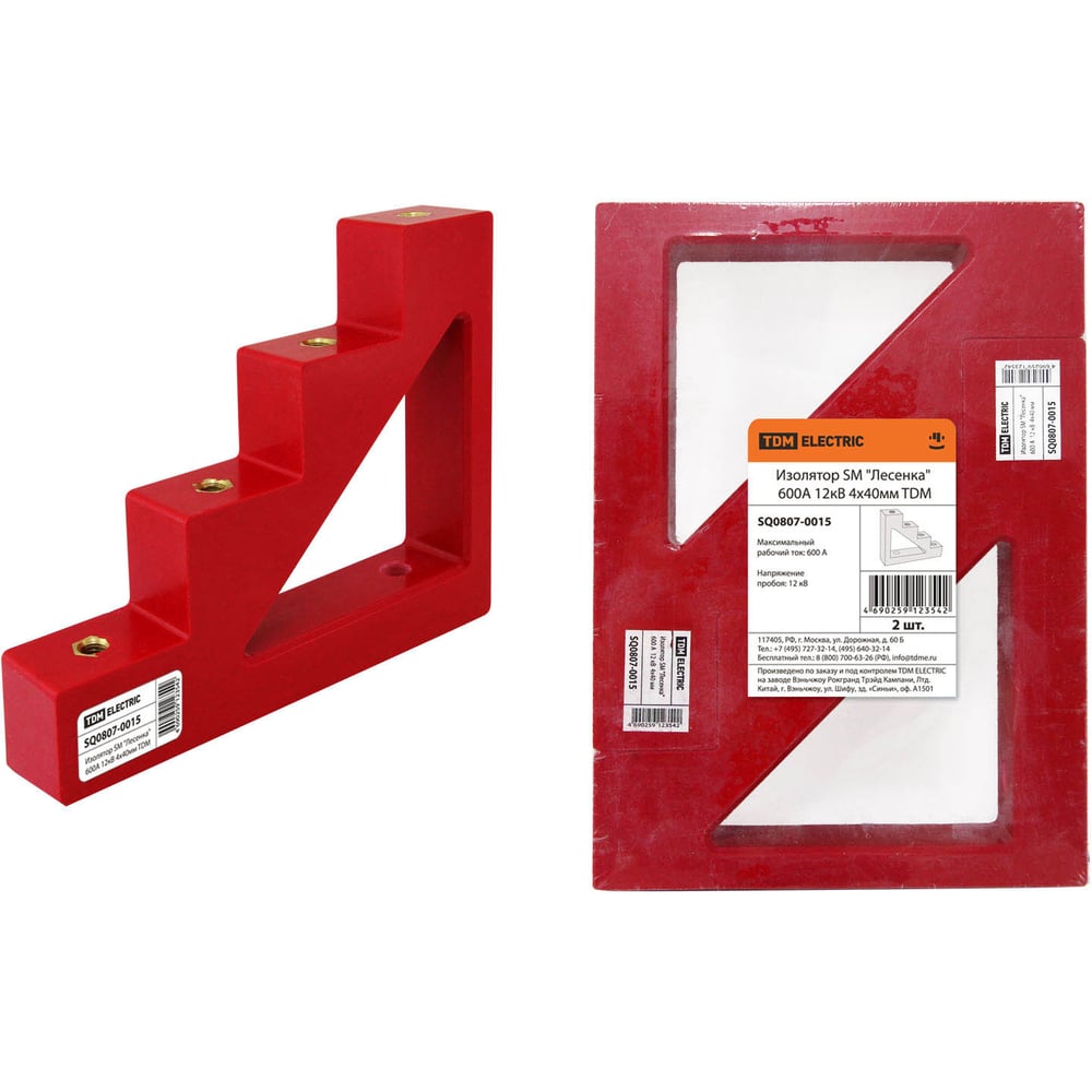 Изображение товара Изолятор TDM SM Лесенка 600А, 12кВ, пластик, красный, 2 шт