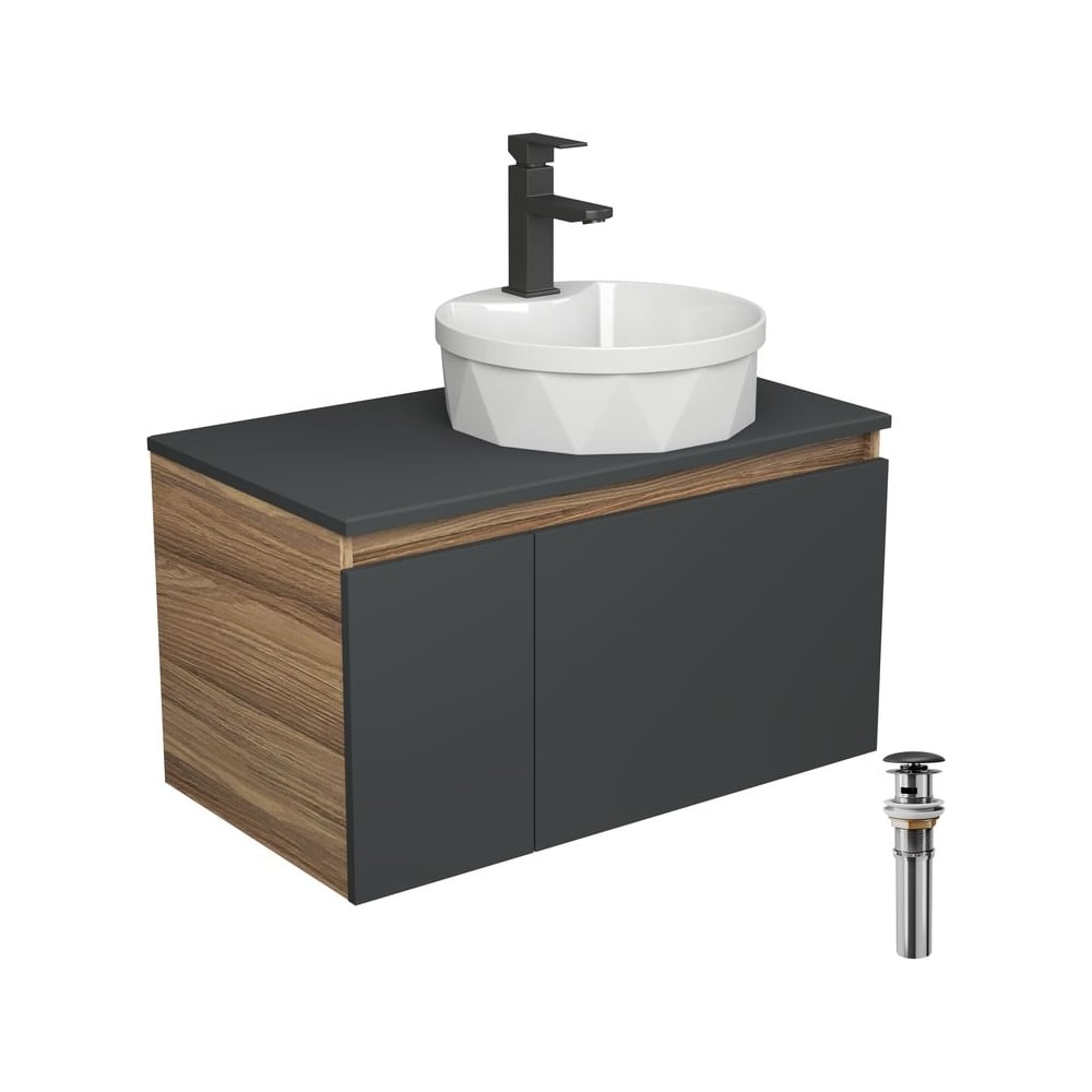 Изображение товара Комплект для ванной Bauedge 4 предмета тумба раковина смеситель современный стиль