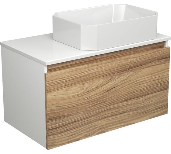 Изображение товара Тумба с раковиной Bauedge (тумба подвесная Bau Dream Blackwood 80 + раковина санфаянс накладная прямоугольная BAU Hotel 51x37, белая) BD2554