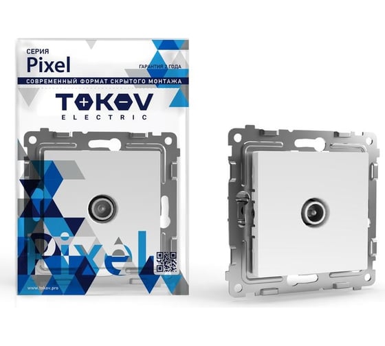 Изображение товара Розетка TV проходная TOKOV ELECTRIC СП Pixel 4DB механизм белый TKE-PX-A1P-C01