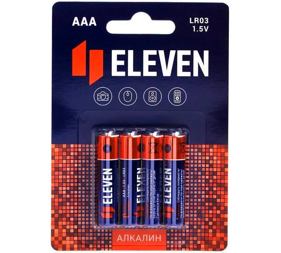 Изображение товара Батарейка Eleven AAA LR03 алкалиновая, BC4 301745