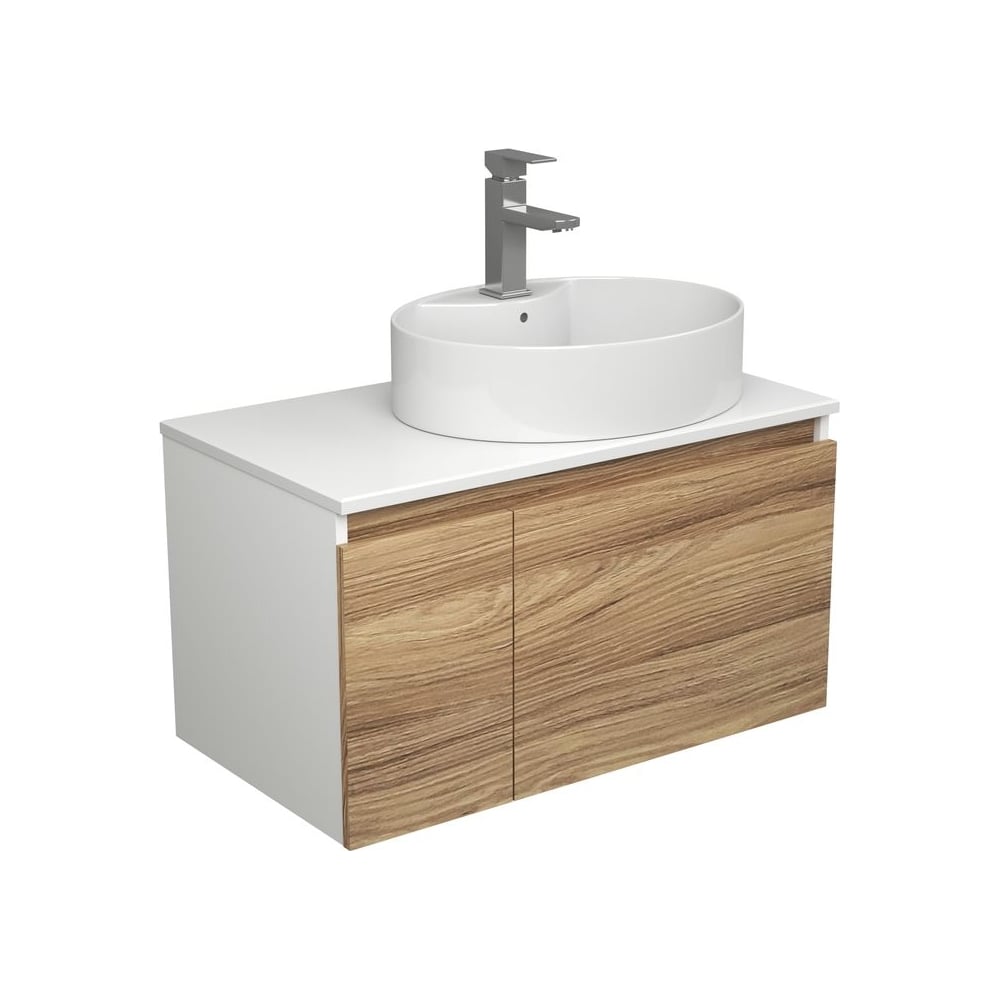 Комплект для ванной Bauedge 3 предмета (тумба подвесная Bau Blackwood 80 + раковина BAU 51x41, с отв. под см-ль, смеситель Hotel Still, нерж. сталь) BD2590