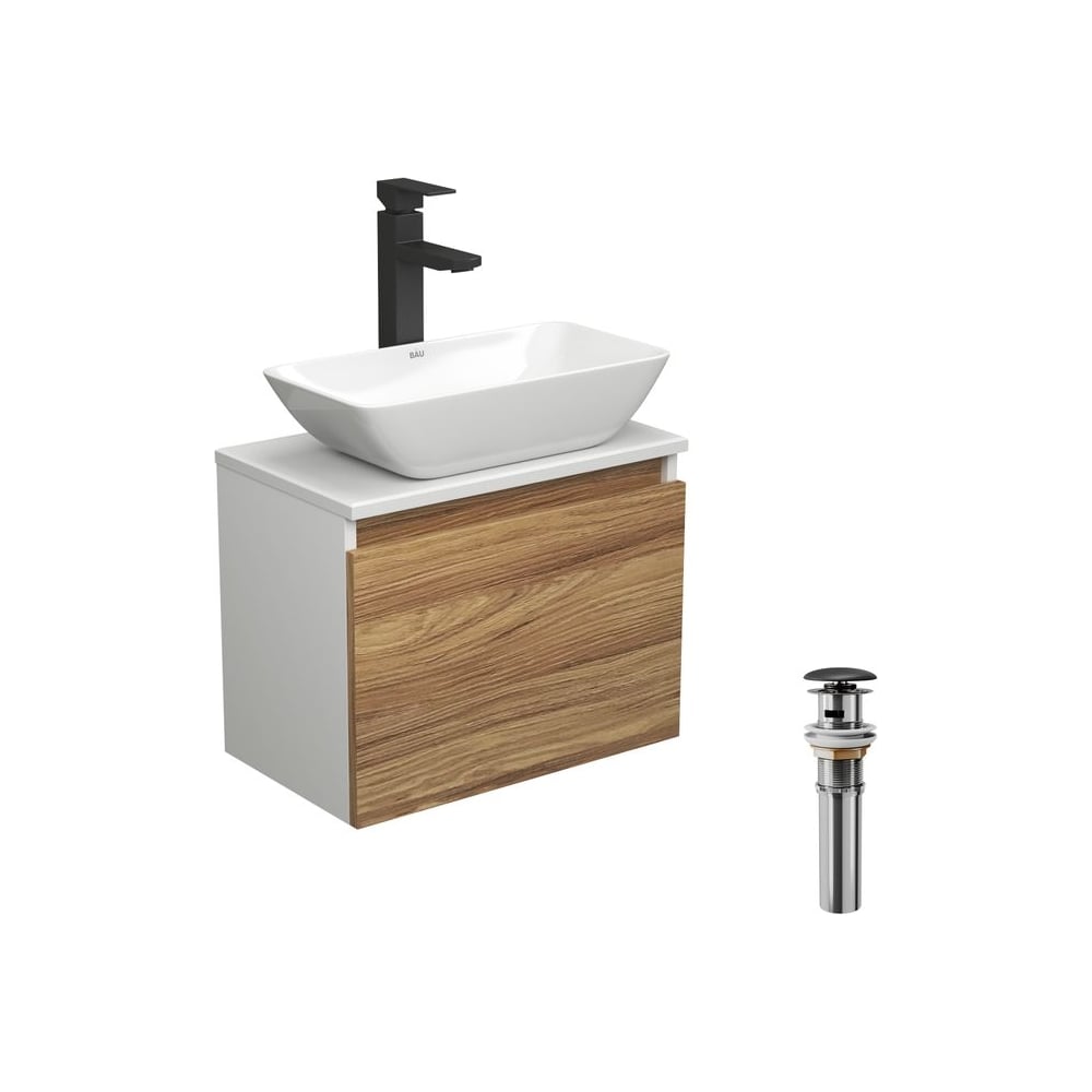 Изображение товара Комплект для ванной Bauedge 4 предмета тумба раковина смеситель современный стиль