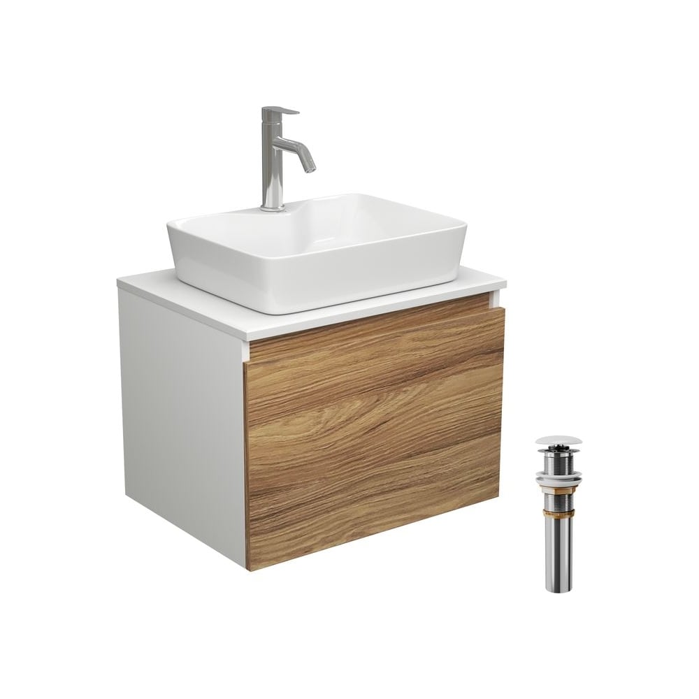 Изображение товара Комплект для ванной Bauedge 4 предмета (тумба раковина смеситель) BD1875