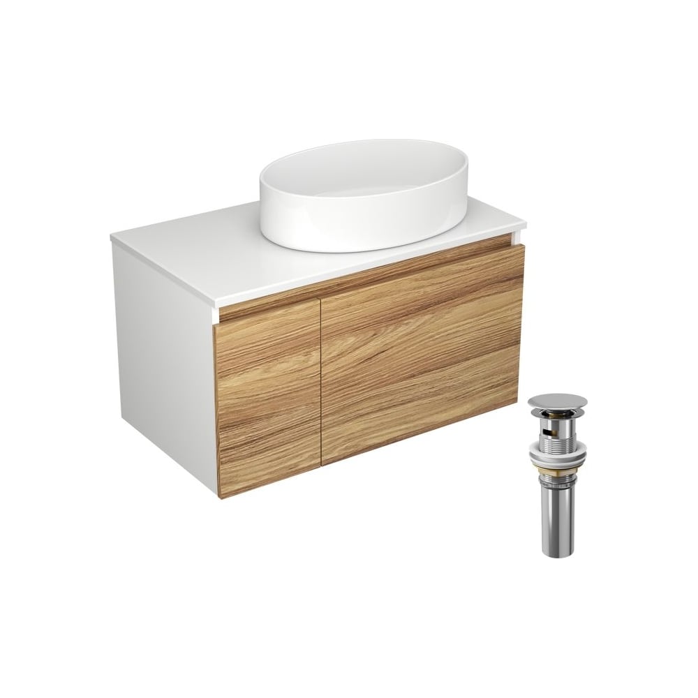 Изображение товара Тумба с раковиной Bau Dream Blackwood 80, BAU Nimb 50x36, выпуск клик клак, хром