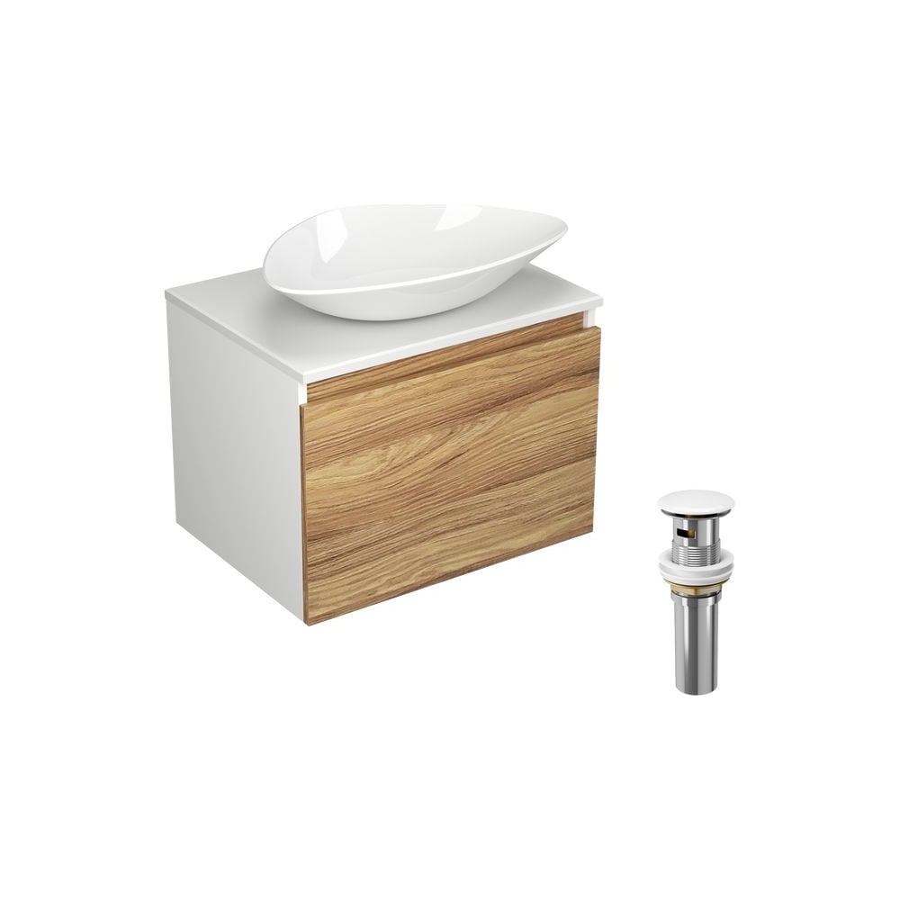 Изображение товара Тумба с раковиной Bauedge Bau Dream Blackwood 60, белый санфаянс