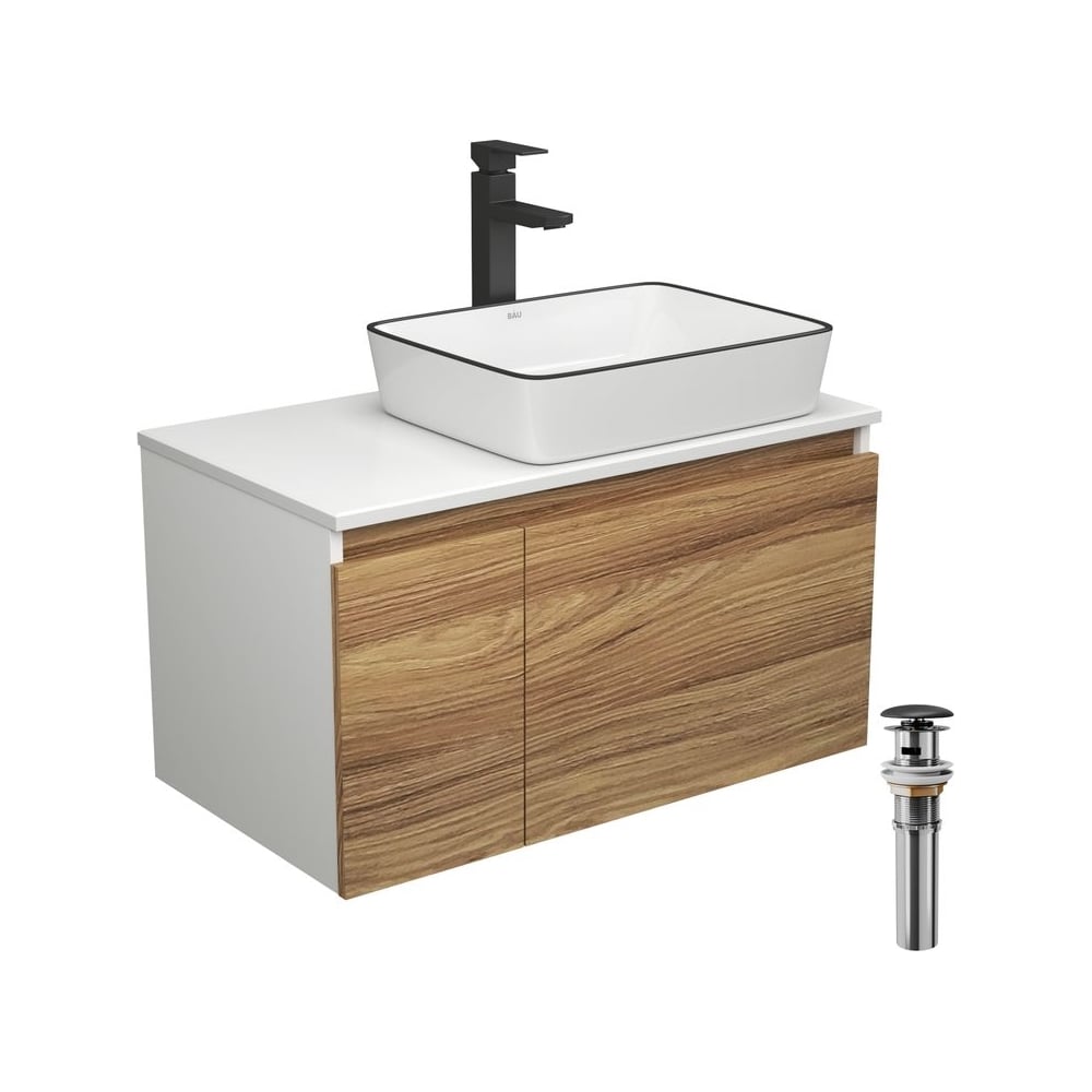 Изображение товара Комплект для ванной Bauedge 4 предмета с раковиной и смесителем BD1758