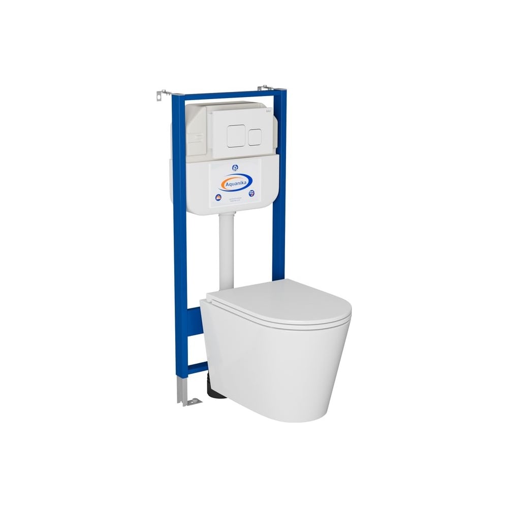 Изображение товара Комплект Bauedge BAU 6 в 1 унитаз безободковый серия Nimb с сиденьем микролифт и кнопкой