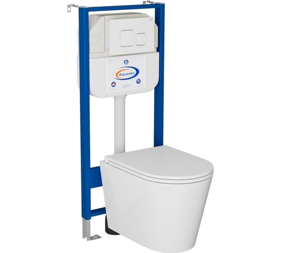 Изображение товара Комплект Bauedge BAU 6 в 1: инсталляция BAU Aquanika, унитаз безободковый торнадо обратного потока Bau Nimb Hurricane-2, сиденье дюропласт микролифт, кнопка смыва BAU Soul, белая 10.702.450.00.00-Q00014-BK0001-HQ2