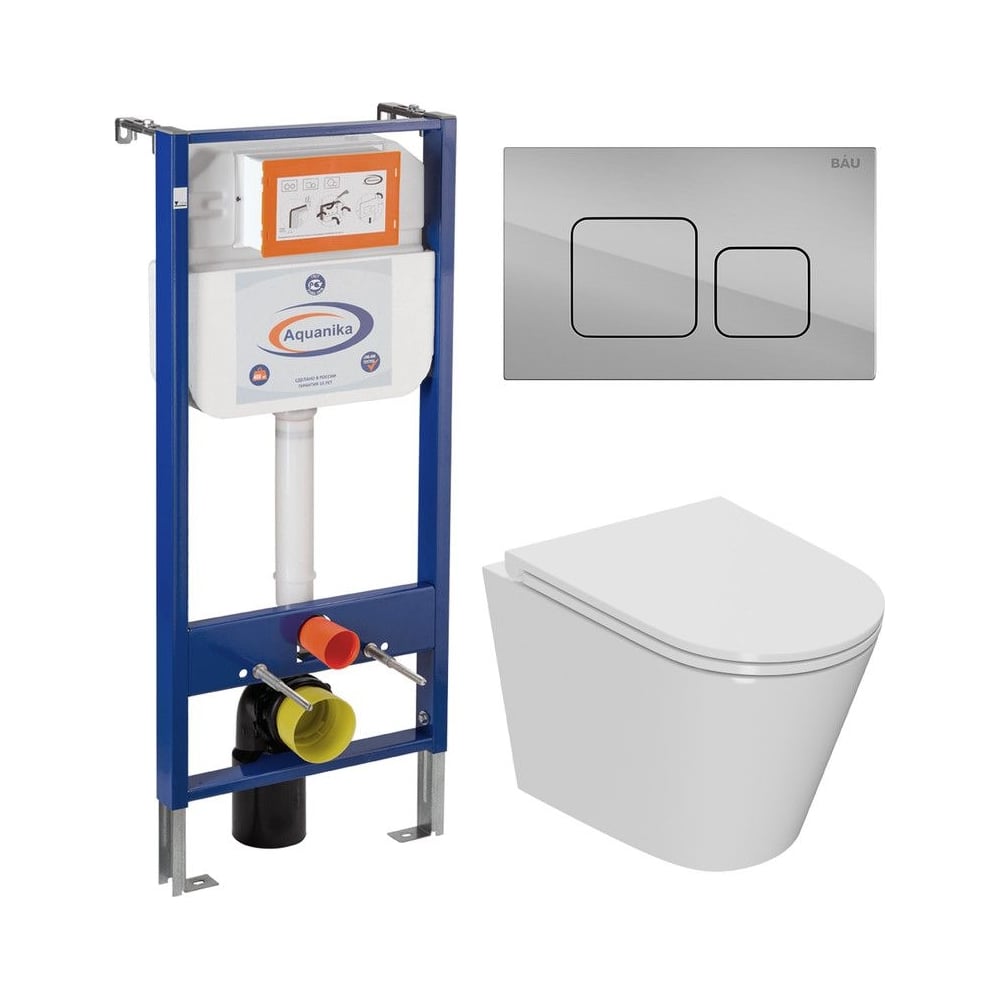 Изображение товара Комплект Bauedge BAU 6 в 1: Унитаз безободковый и сиденье с микролифтом